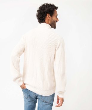 Pull homme en maille torsadée à col roulé vue3 - GEMO (HOMME) - GEMO