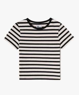 Tee-shirt manches courtes coupe courte à rayures fille vue5 - GEMO 4G FILLE - GEMO