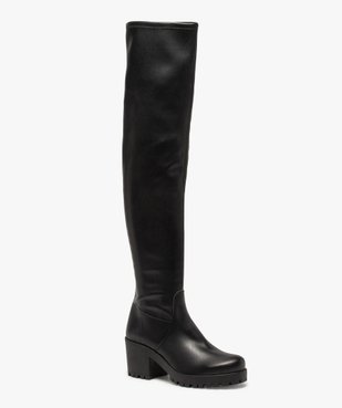 Bottes femme cuissardes unies à talon carré et semelle crantée vue2 - GEMO(URBAIN) - GEMO