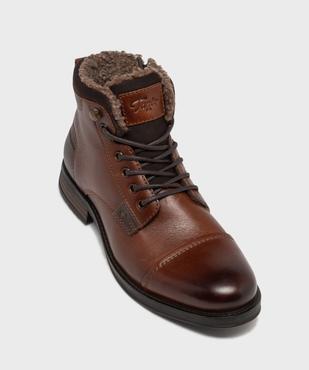 Boots en cuir fourrées à lacets et zip homme - Tanéo vue5 - TANEO - GEMO