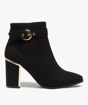 Boots femme à talon unis en suédine détails métallisés vue1 - GEMO(URBAIN) - GEMO