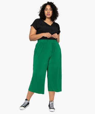 Pantalon femme grande taille en maille plissée longueur 7/8ème vue5 - GEMO (G TAILLE) - GEMO
