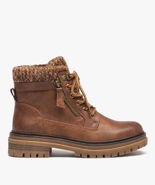 Boots femme fourrées unies avec col chaussette vue1 - GEMO (CASUAL) - GEMO