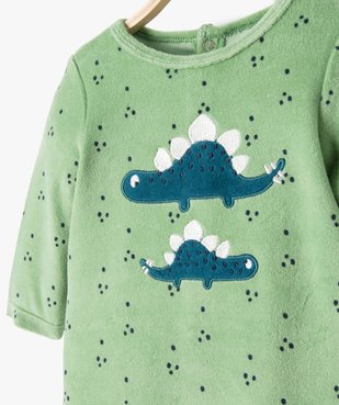 Pyjama bébé en velours imprimé dino avec ouverture pont-dos vue2 - GEMO(BB COUCHE) - GEMO