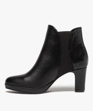 Boots femme à talon unies détails imitation serpent vue3 - GEMO(URBAIN) - GEMO