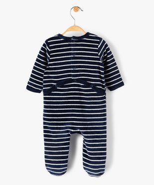 Pyjama bébé rayé en velours avec inscription brodée vue4 - GEMO(BB COUCHE) - GEMO