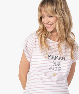 Tee-shirt de grossesse rayé avec message compatible allaitement vue2 - GEMO 4G MATERN - GEMO
