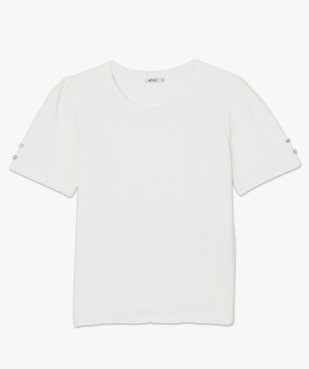 Tee-shirt femme à manches courtes froncées vue4 - GEMO(FEMME PAP) - GEMO