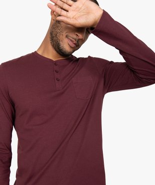 Tee-shirt homme à manches longues et col tunisien vue1 - GEMO (HOMME) - GEMO