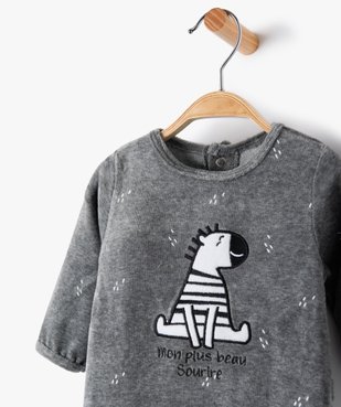 Pyjama bébé garçon en velours avec motif zèbre vue2 - GEMO(BB COUCHE) - GEMO