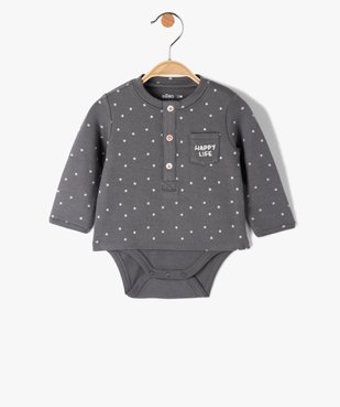 Body bébé à manches longues effet tee-shirt vue1 - GEMO(BB COUCHE) - GEMO