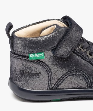 Chaussures premiers pas bébé fille en cuir uni à paillettes - Kickers vue6 - KICKERS - GEMO