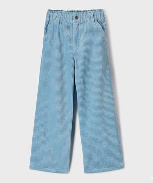 Pantalon large en velours côtelée à taille élastique réglable fille vue1 - GEMO (ENFANT) - GEMO