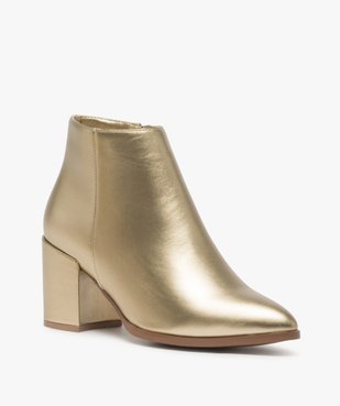 Boots femme à talon unis tige métallisée vue2 - GEMO(URBAIN) - GEMO
