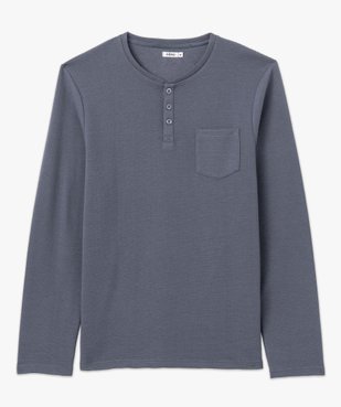 Tee-shirt homme à manches longues à col boutonné vue4 - GEMO (HOMME) - GEMO