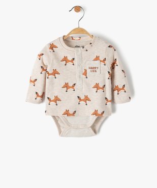 Body bébé à manches longues effet tee-shirt vue1 - GEMO(BB COUCHE) - GEMO