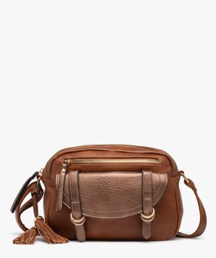 Sac besace compact avec rabat irisé et pompons femme vue1 - GEMO (ACCESS) - GEMO