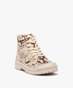 Baskets femme en toile montante vernie motif python vue2 - GEMO (SPORTSWR) - GEMO