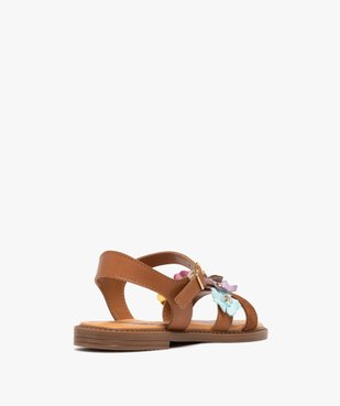 Sandales fille avec brides en cuir avec fleurs fantaisie - Taneo vue4 - TANEO GEMO FOR GOOD - GEMO