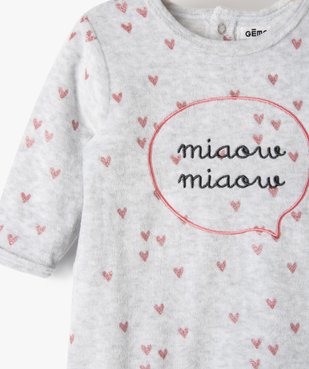 Pyjama bébé fille en velours avec motifs cœurs vue2 - GEMO(BB COUCHE) - GEMO