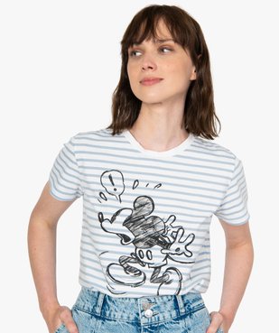 Tee-shirt femme rayé motif Mickey - Disney vue1 - DISNEY DTR - GEMO