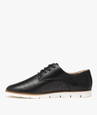 Derbies femme à talon plat et dessus perforé vue4 - GEMO (CASUAL) - GEMO