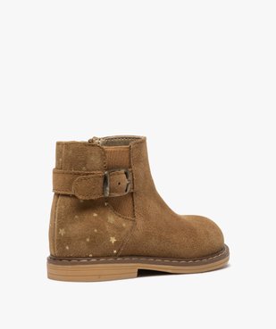 Boots bébé fille zippées style chelsea dessus cuir retourné vue4 - GEMO(BEBE DEBT) - GEMO