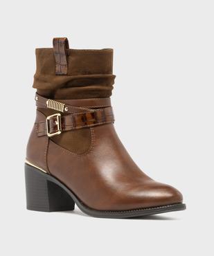 Bottines à talon avec tige drapée et brides à la cheville femme - Emilia Rosa vue2 - EMILIA ROSA - GEMO