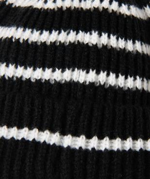 Bonnet rayé en maille côtelée à revers fille vue2 - GEMO (JUNIOR) - GEMO