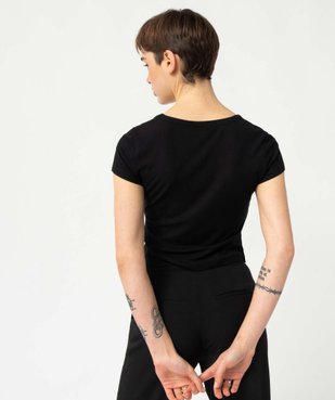 Tee-shirt femme en maille côtelée coupe courte vue3 - GEMO(FEMME PAP) - GEMO