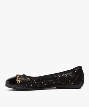 Ballerines femme à bout verni et chaînette métallisée vue3 - GEMO(URBAIN) - GEMO