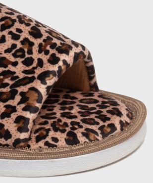 Mules ouvertes en velours à motif léopard femme vue6 - GEMO(HOMWR FEM) - GEMO