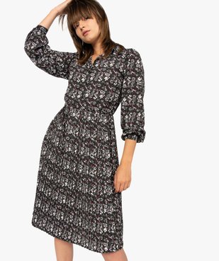 Robe femme midi imprimée à manches longues et col chemise vue2 - GEMO(FEMME PAP) - GEMO
