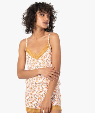 Haut de pyjama femme à fines bretelles et dentelle vue1 - GEMO(HOMWR FEM) - GEMO