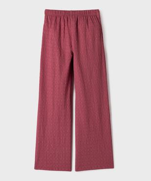 Pantalon large en maille texturée et extensible fille vue3 - GEMO 4G FILLE - GEMO