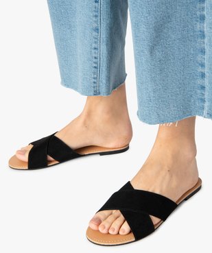 Sandales femme à larges brides croisées souples dessus suédine vue1 - GEMO (CASUAL) - GEMO
