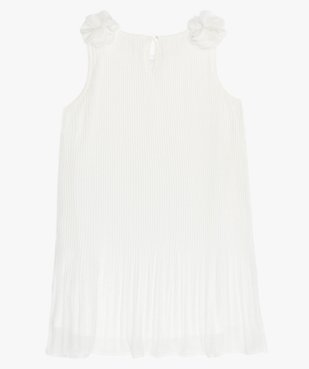 Robe fille en matière crêpe plissée avec fleur sur les épaules vue2 - Nikesneakers (ENFANT) - Nikesneakers