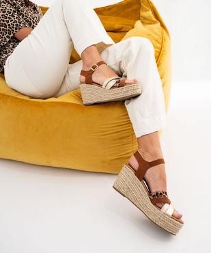 Sandales à talon compensé en corde et brides croisées femme vue1 - FOLLOW ME G4G - GEMO