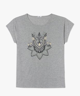 Tee-shirt femme à manches courtes à motifs vue4 - GEMO (G TAILLE) - GEMO