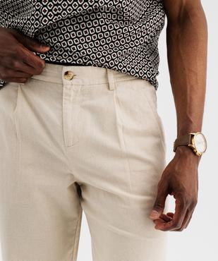 Pantalon à pinces en coton et lin homme vue5 - GEMO (HOMME) - GEMO