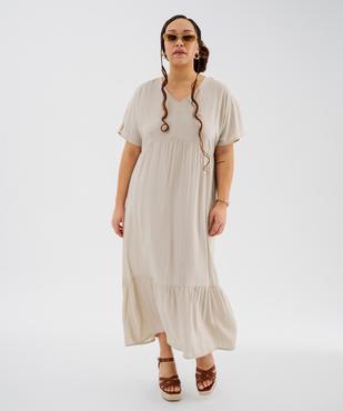 Robe longue à manches courtes en tissu texturé femme grande taille vue3 - GEMO (G TAILLE) - GEMO
