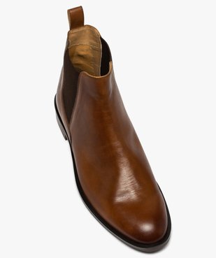 Boots homme style chelsea unis dessus cuir vue5 - GEMO(URBAIN) - GEMO