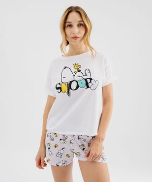 Pyjashort en coton imprimé snoopy femme - Peanuts vue1 - SNOOPY - GEMO
