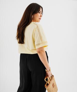 Tee-shirt manches courtes avec détails brodés femme grande taille vue4 - GEMO 4G GT - GEMO