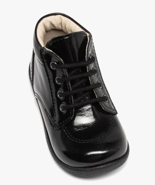 Chaussures premiers pas bébé fille à lacets dessus cuir verni vue5 - GEMO(BEBE DEBT) - GEMO
