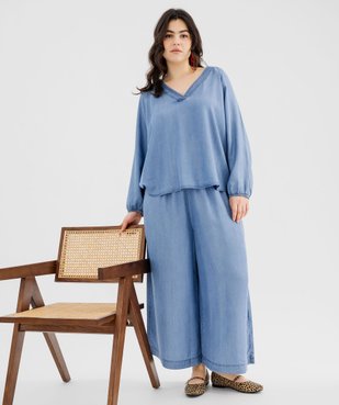 Blouse à manches longues col V en Lyocell femme grande taille vue4 - GEMO 4G GT - GEMO
