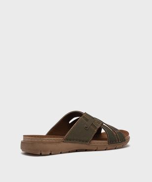 Mules semelle intérieure cuir et larges brides croisées homme - G'Flex vue4 - G'FLEX - GEMO