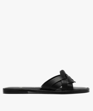 Mules femmes à talon plat et brides tressées en cuir vue1 - GEMO (CASUAL) - GEMO