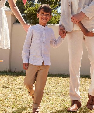 Chemise garçon à fines rayures à manches longues et col mao vue4 - GEMO (ENFANT) - GEMO