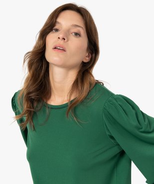 Tee-shirt femme à manches ¾ froncées et col fantaisie vue2 - GEMO C4G FEMME - GEMO